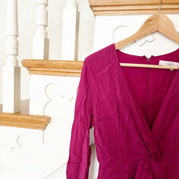 Lovers + Friends Windy Beach Mini Dress Fuchsia Plunge Back Zip Size S Small - Picture 3 of 7